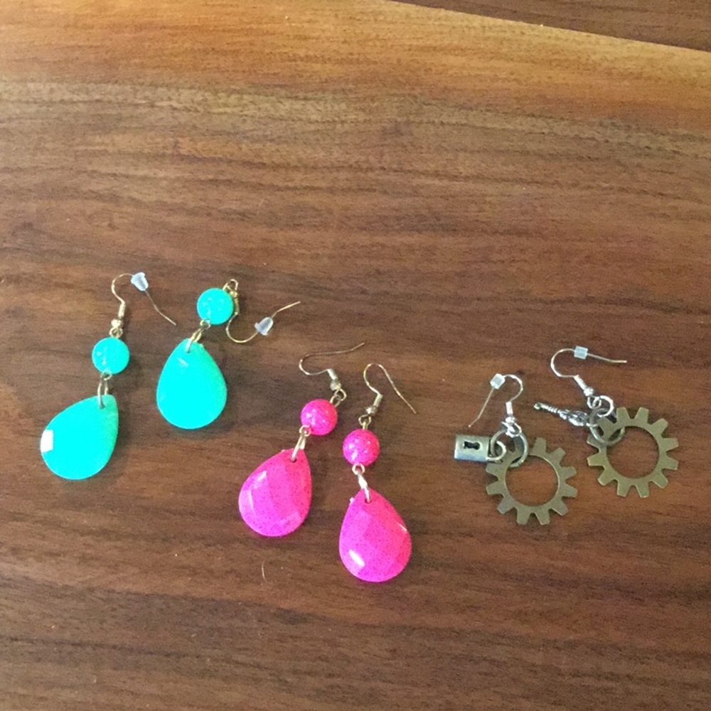 Pink/teal/lock Earrings